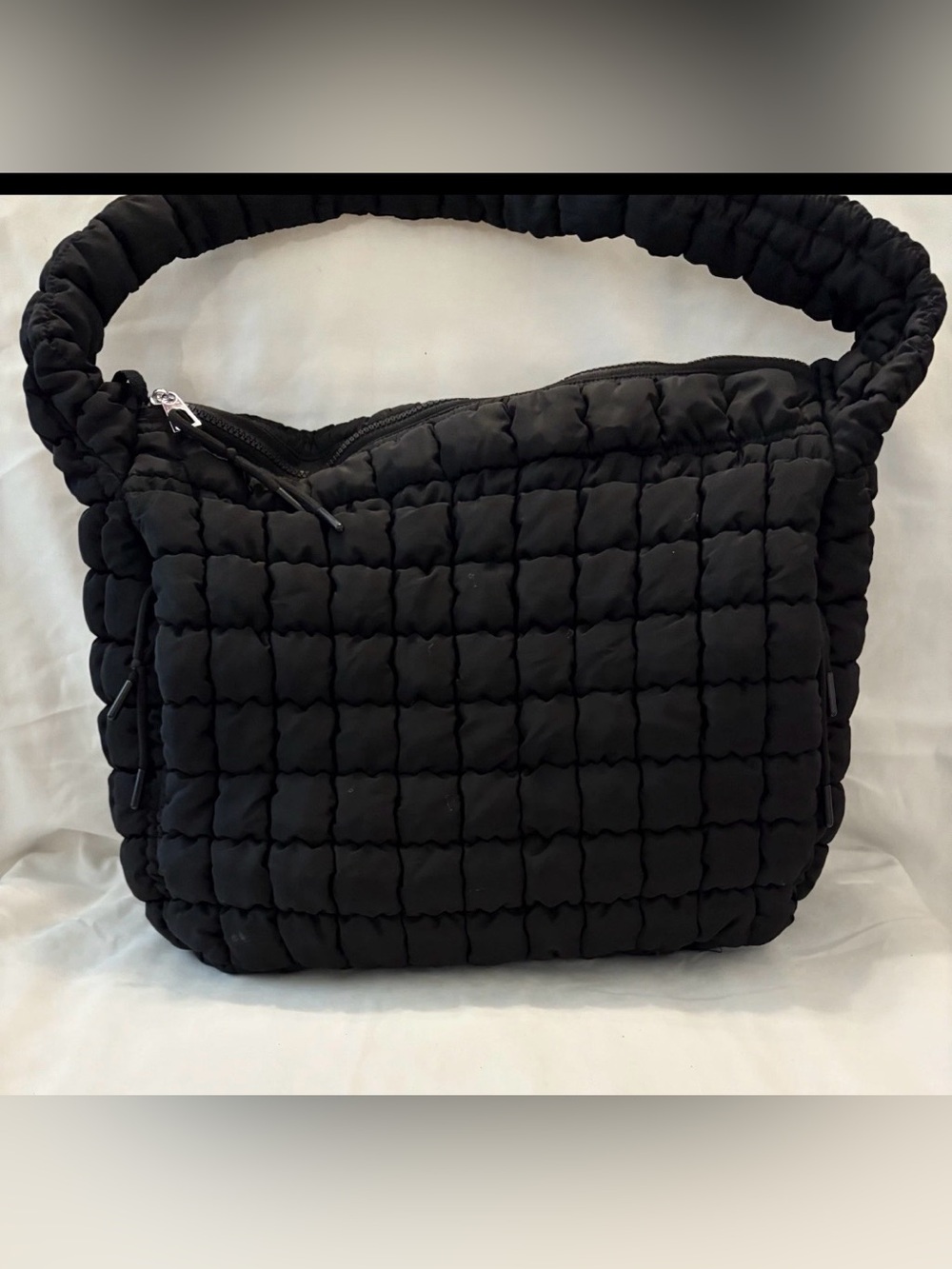 girliegirloriginals large Black Puffer Quilted Tote Bag .